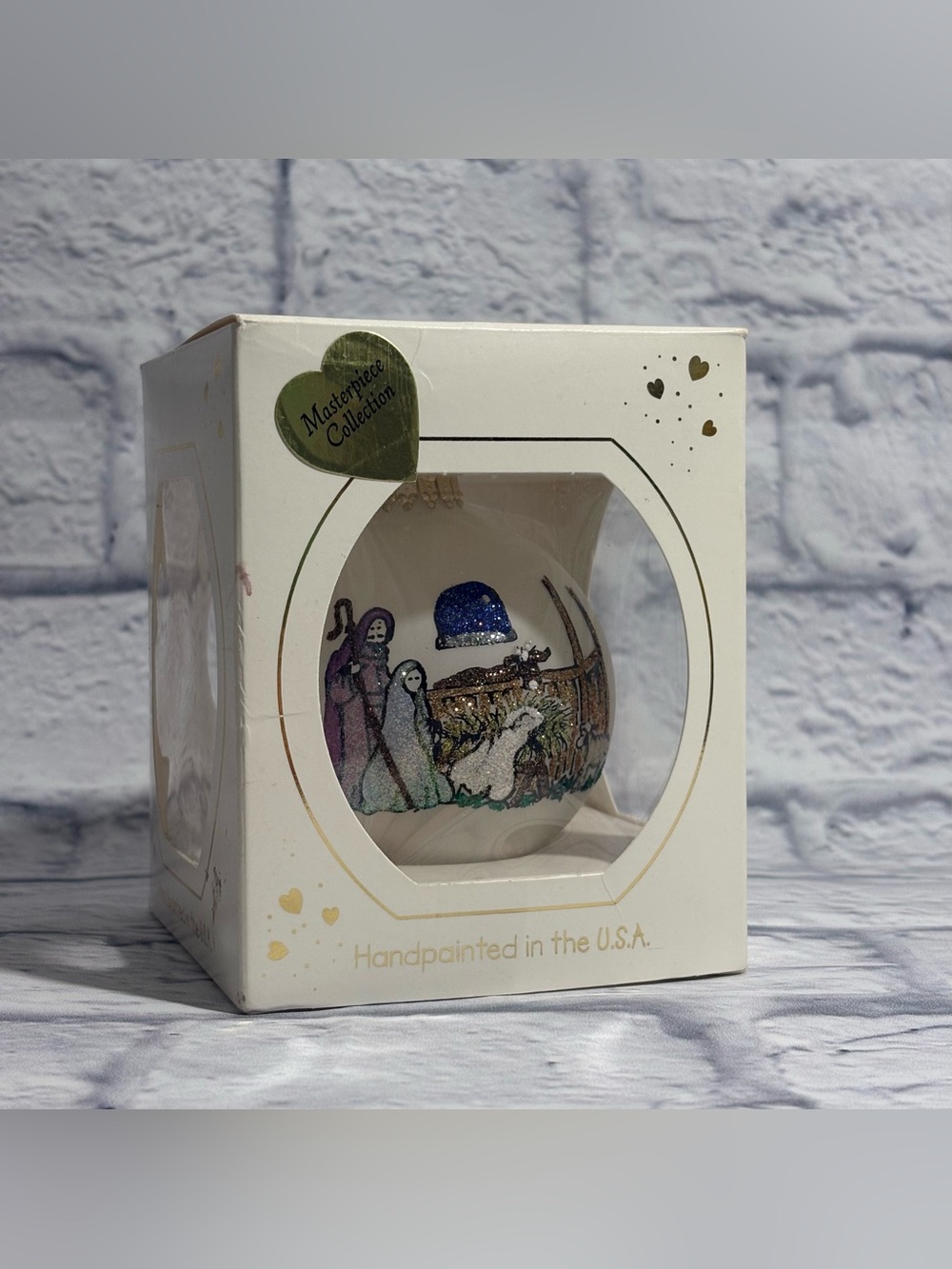 NIB 1992 Heart Gifts by Teresa Thibault “Jesus Is Born” hand-painted ornament